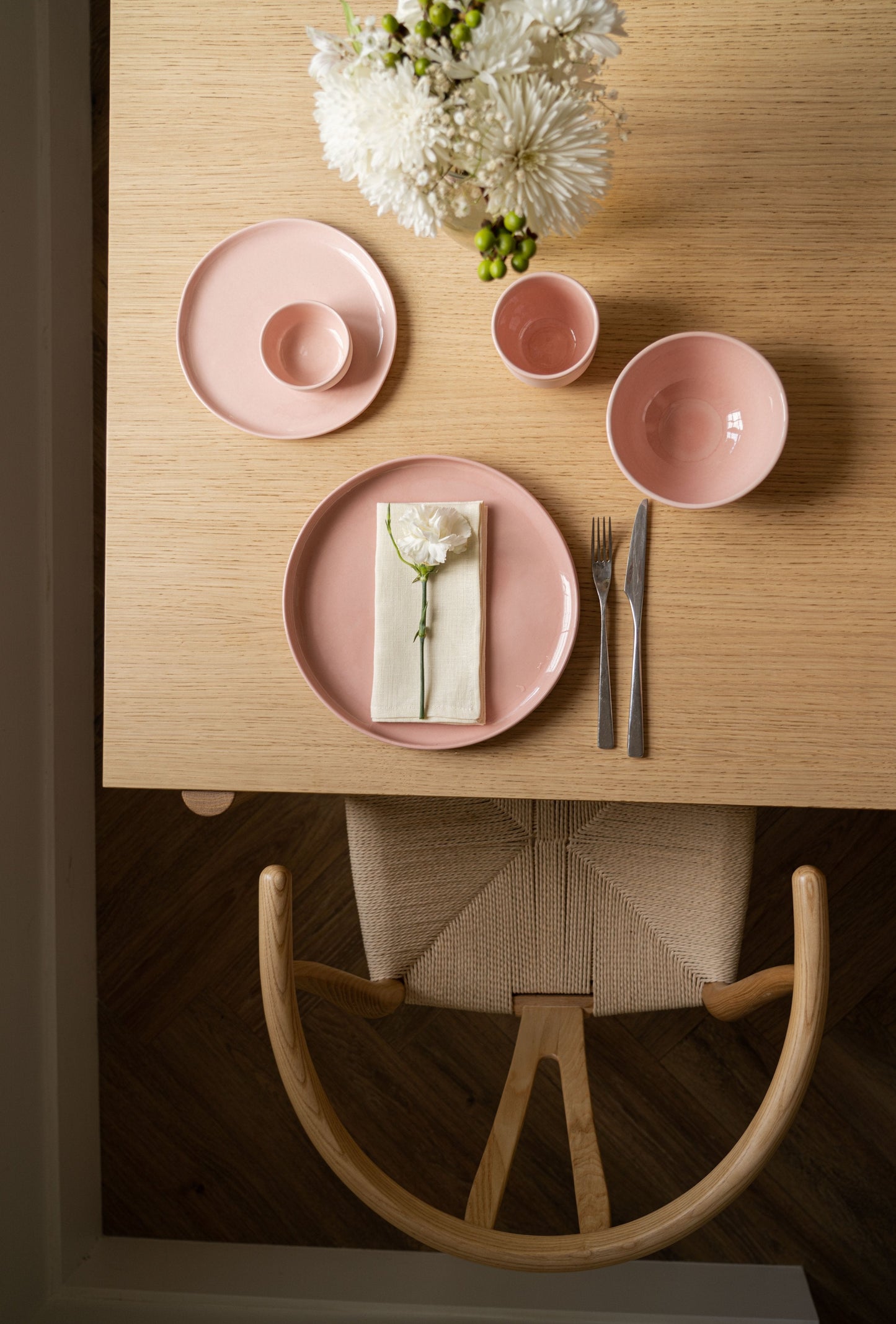 Handmade Porcelain Pinch Bowl. Powder Pink