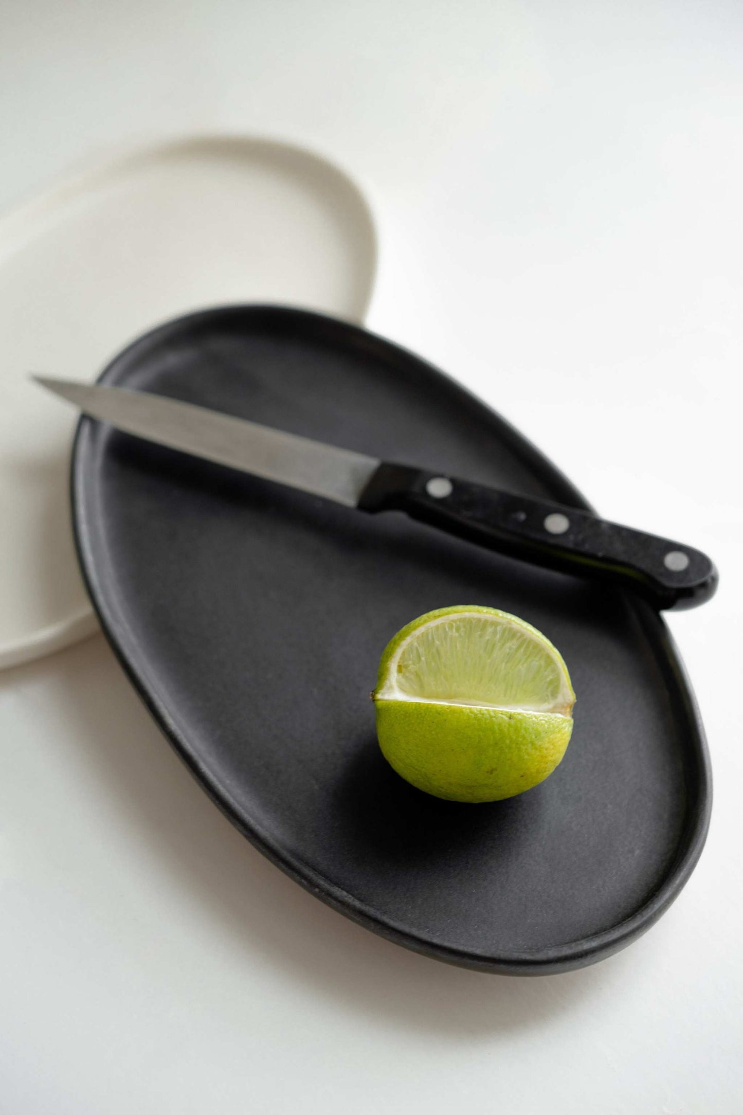 Black Matte Stoneware Oval Serving Platter