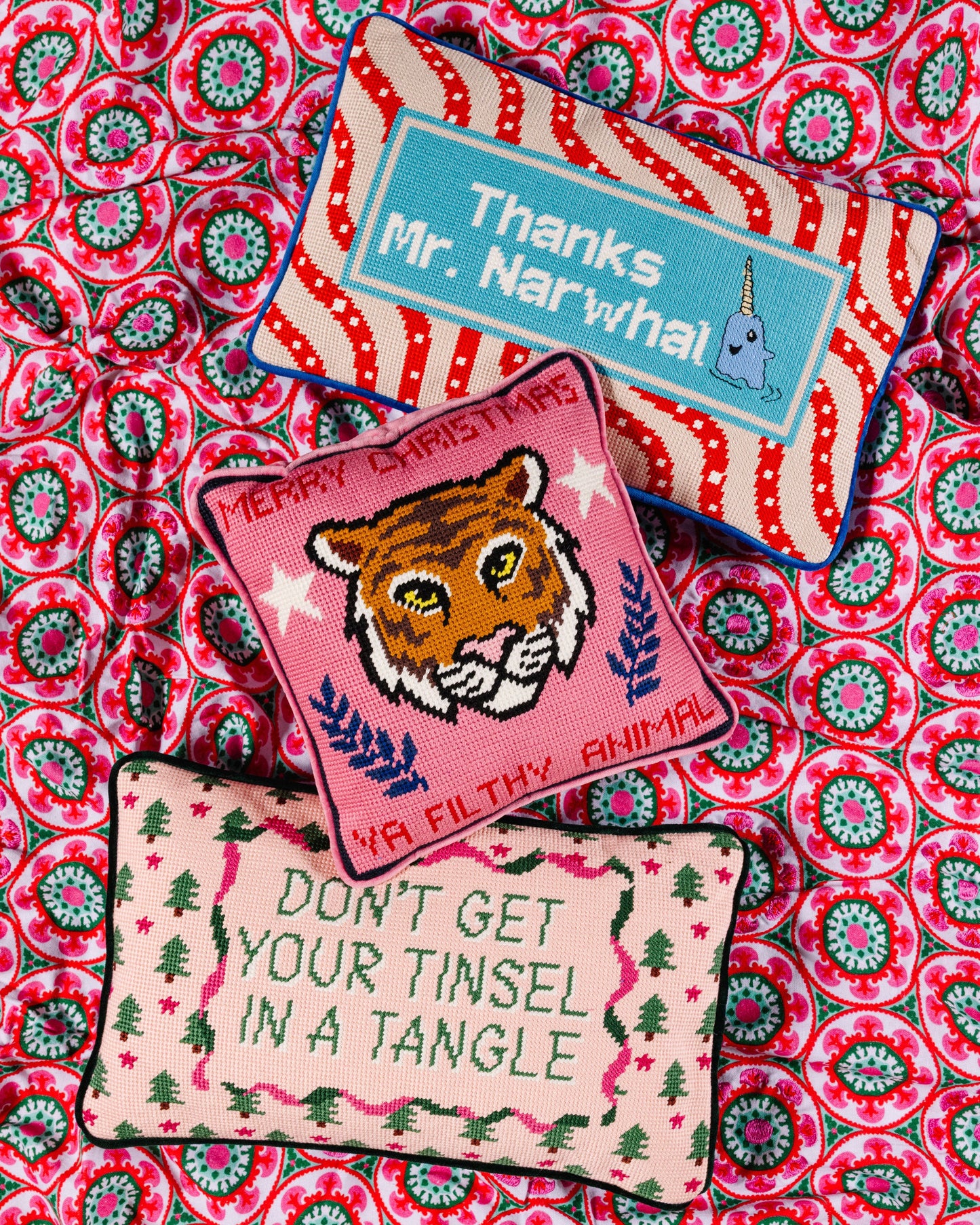 Filthy Animal Needlepoint Pillow