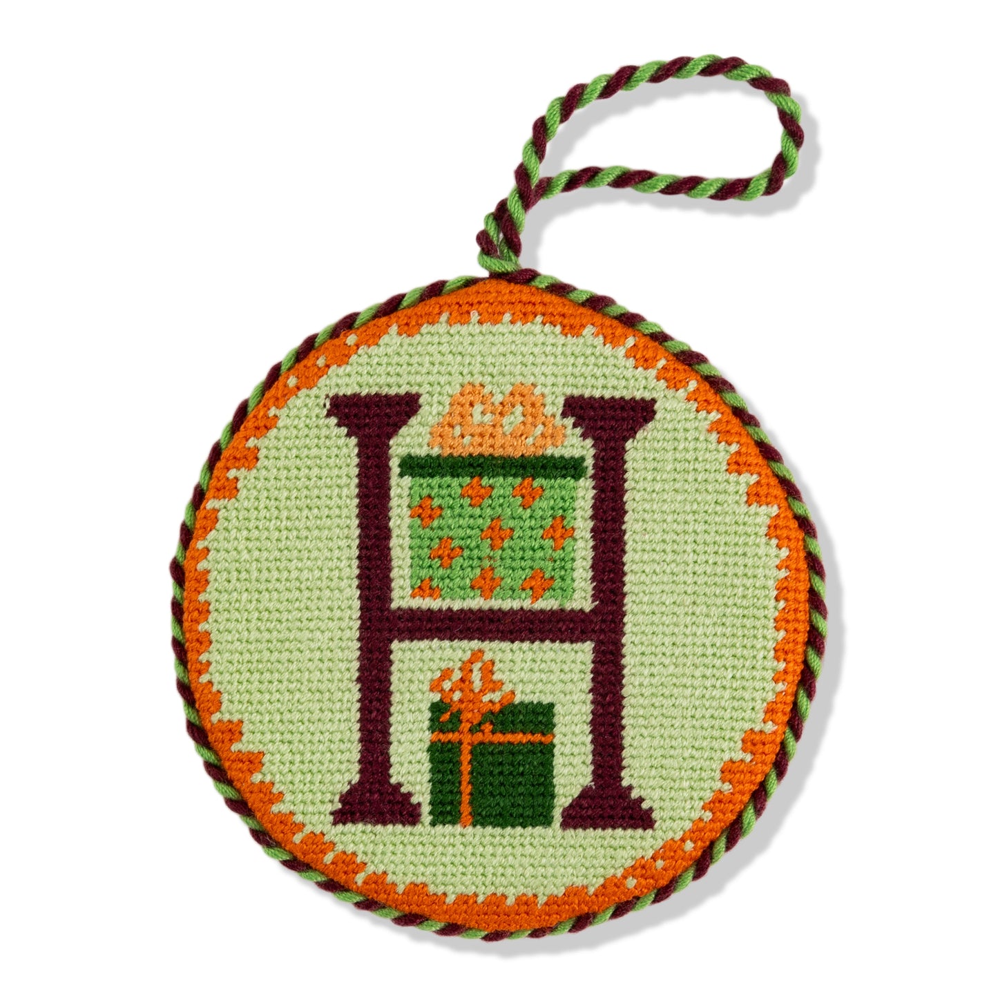 Needlepoint Monogram Ornament - H