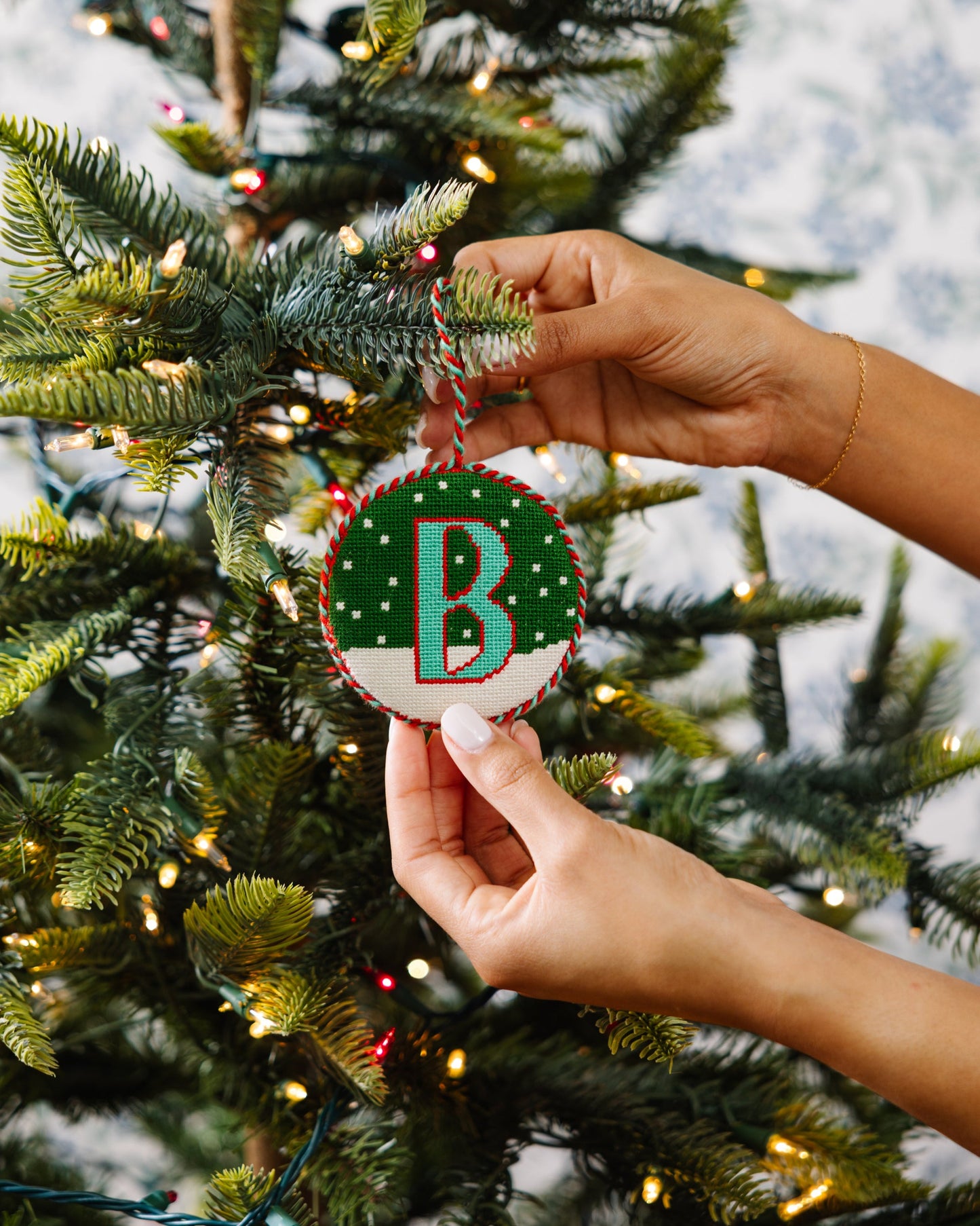 Needlepoint Monogram Ornament - B