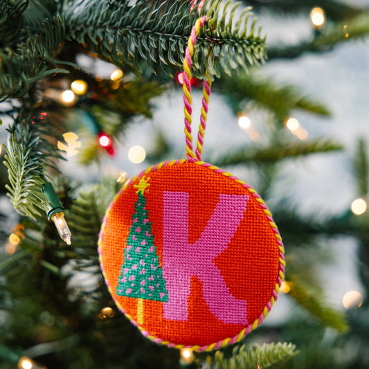 Needlepoint Monogram Ornament - K