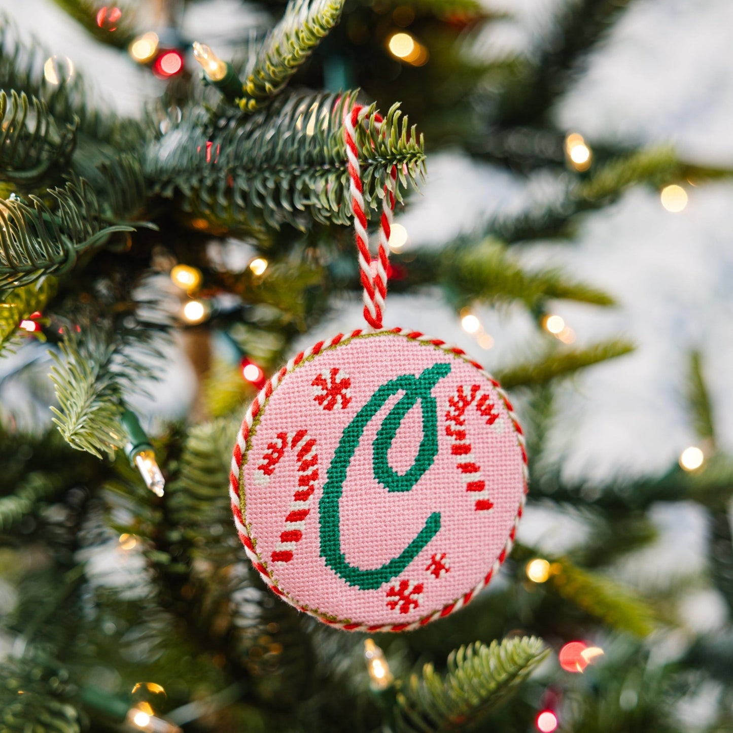 Needlepoint Monogram Ornament - C