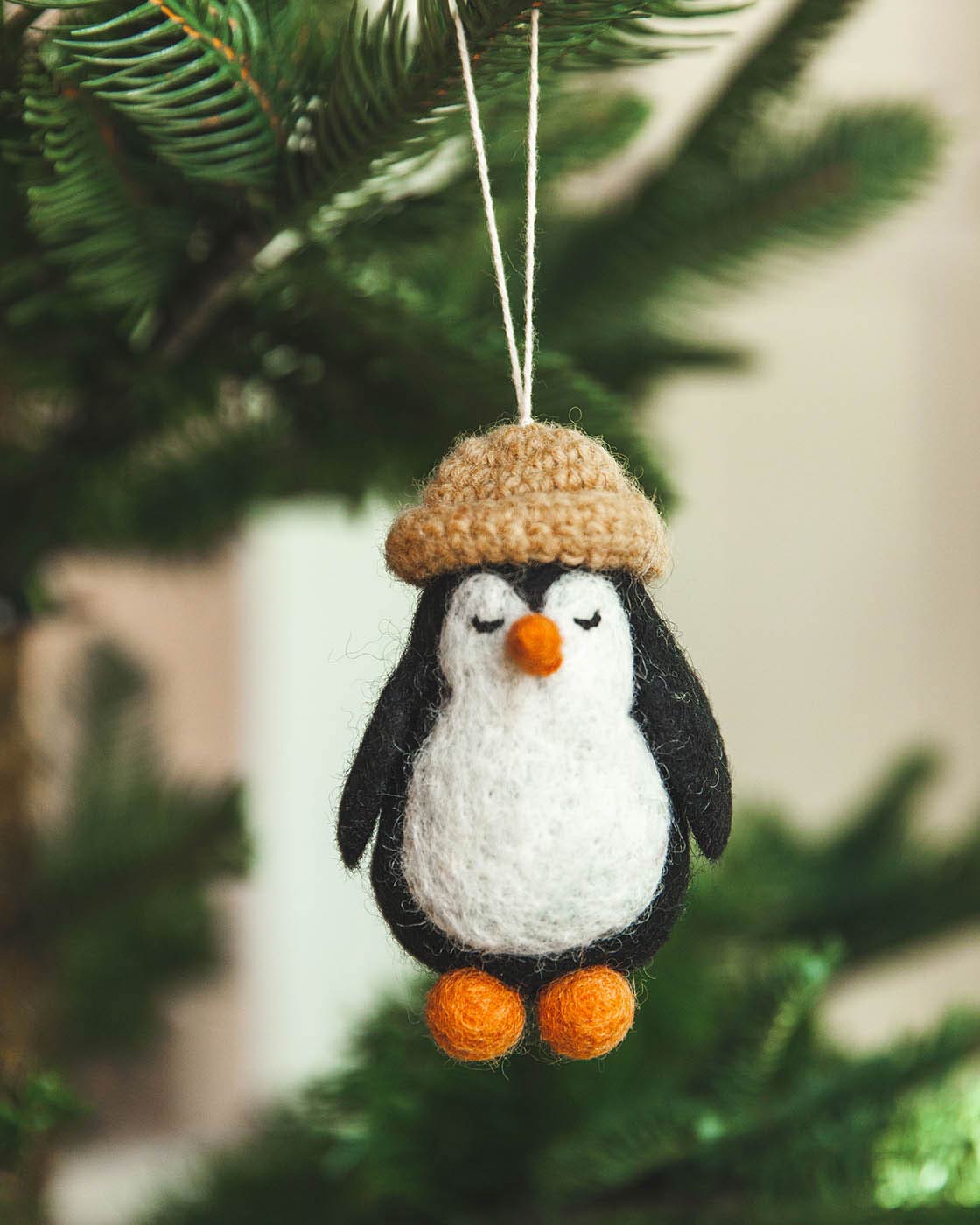 Felted Festive Penguin Ornament