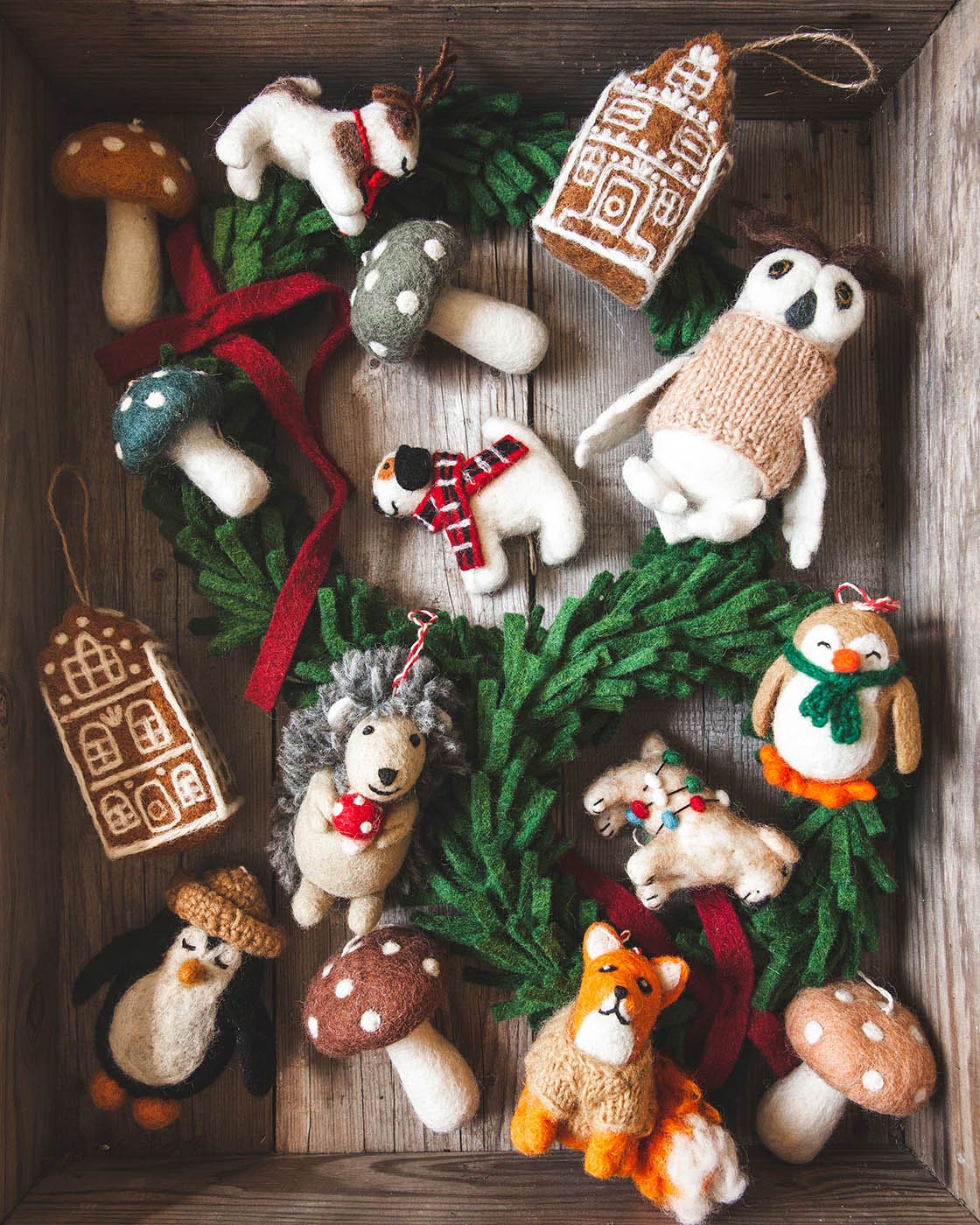 Felted Festive Penguin Ornament