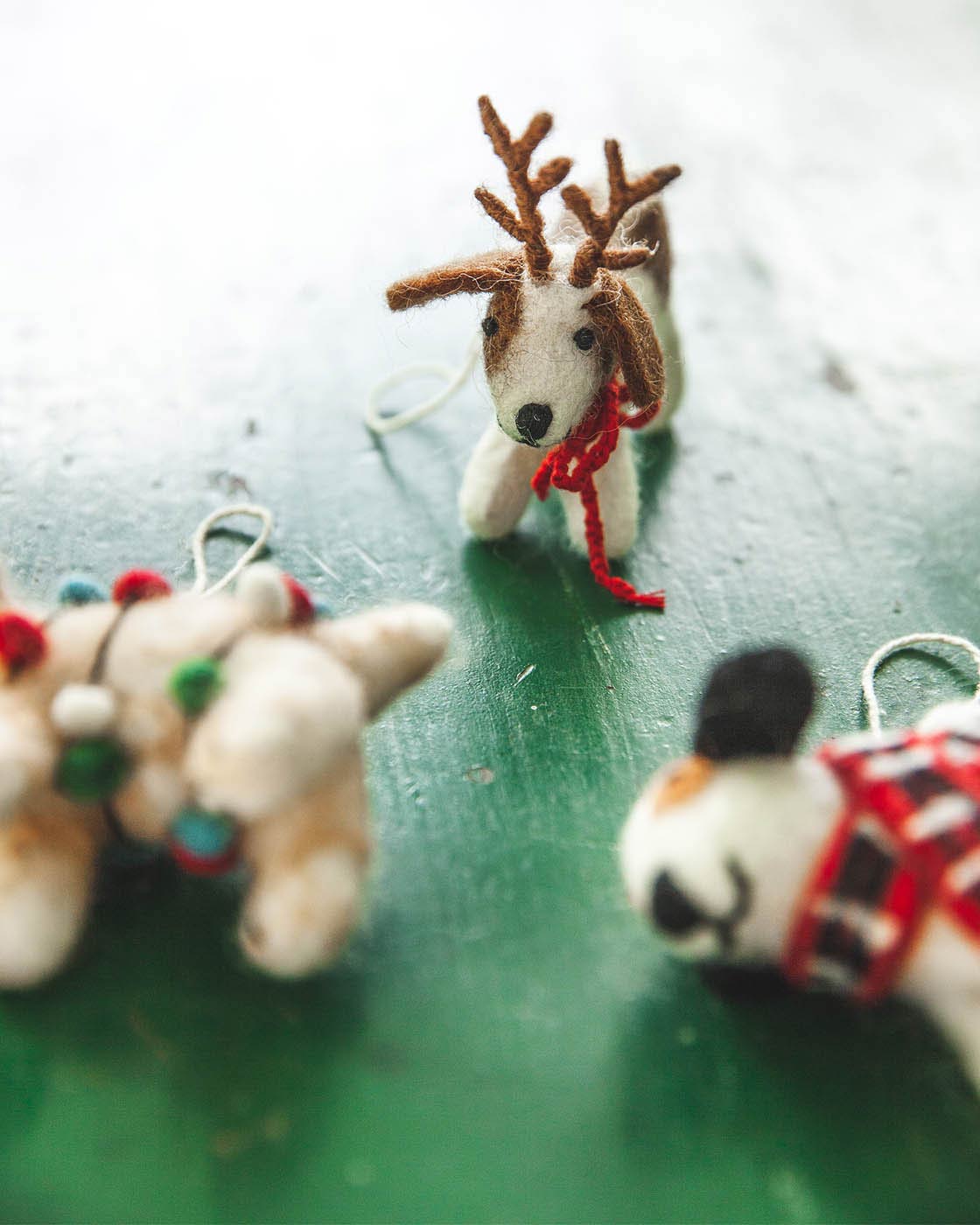 Felted Festive Pup Ornament