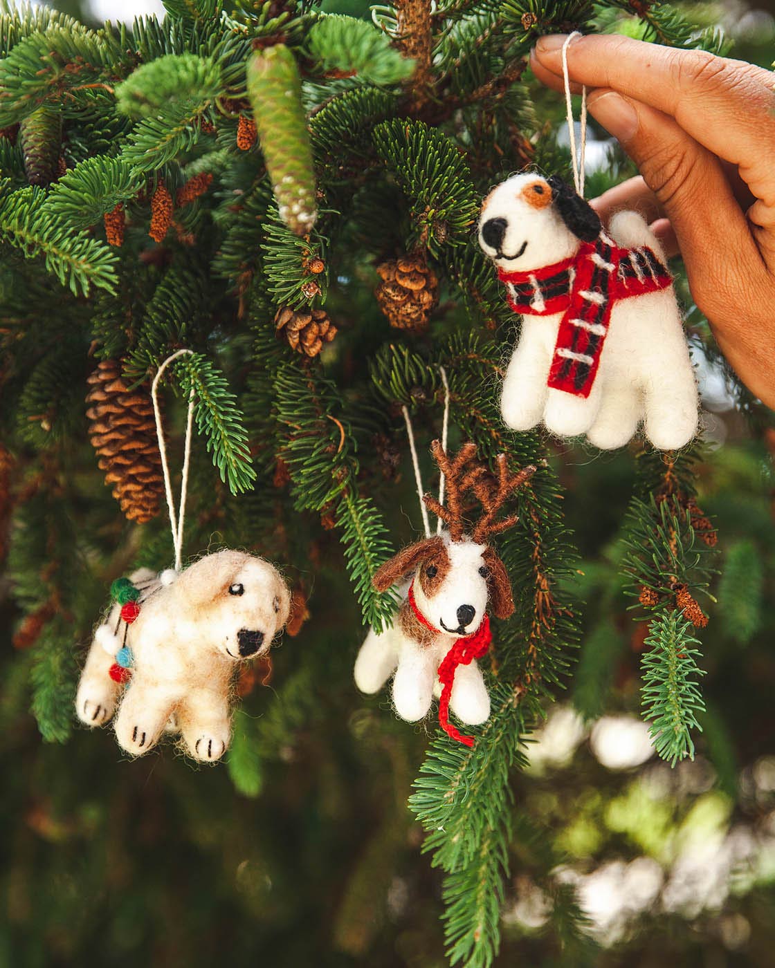 Felted Festive Pup Ornament