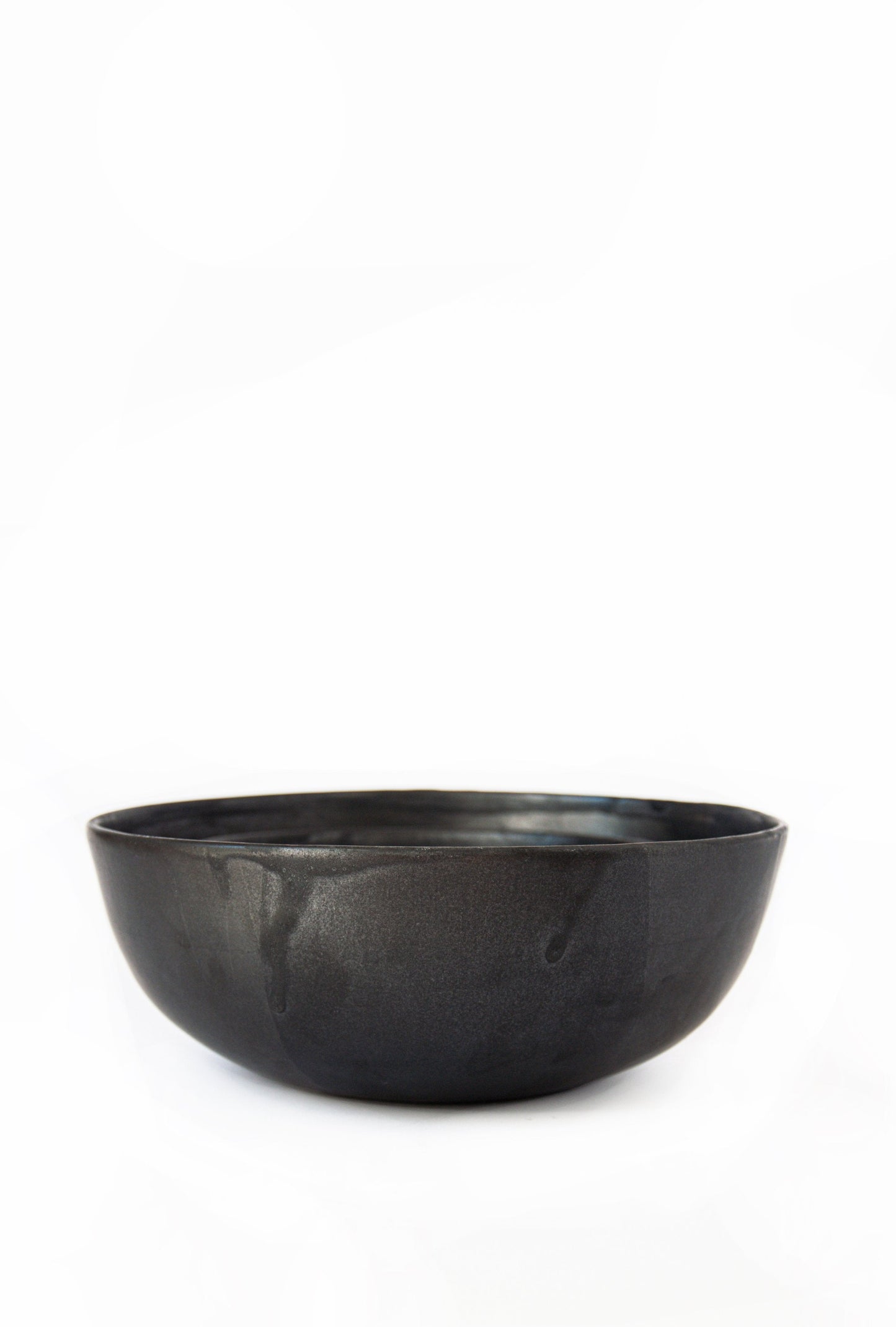 Stoneware Black Matte Salad Serving Bowl