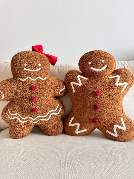 Gingerbread Man & Girl Holiday Pillow Set