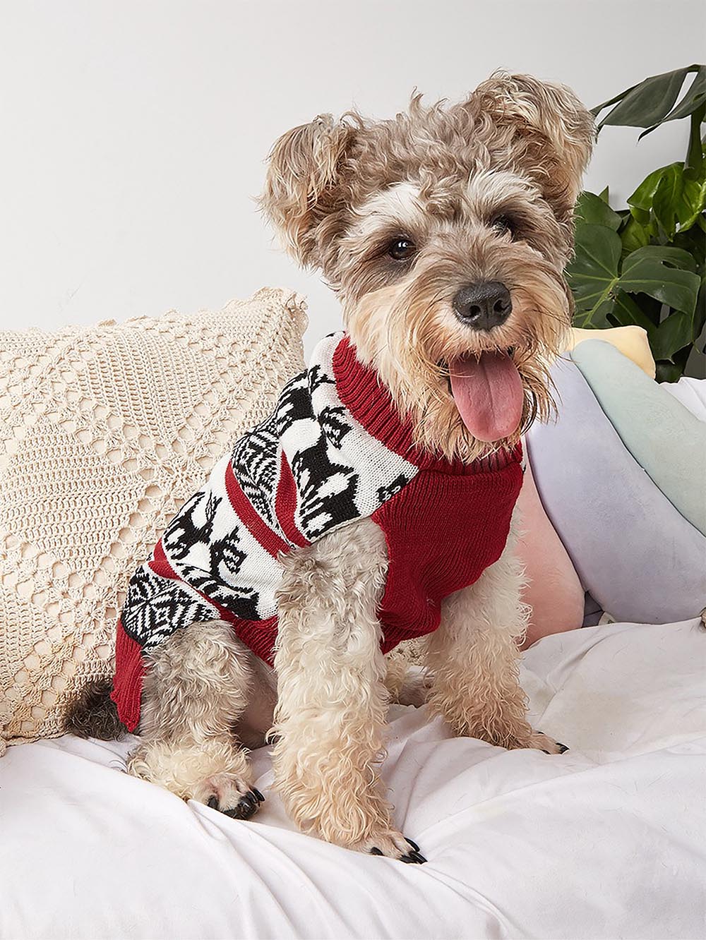 Moose Snowflake Pattern High Neck Pet Sweater