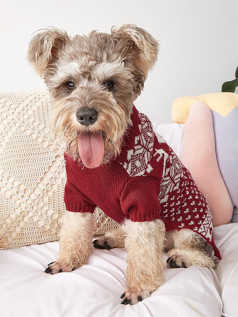 Moose Snowflake Pattern High Neck Pet Sweater