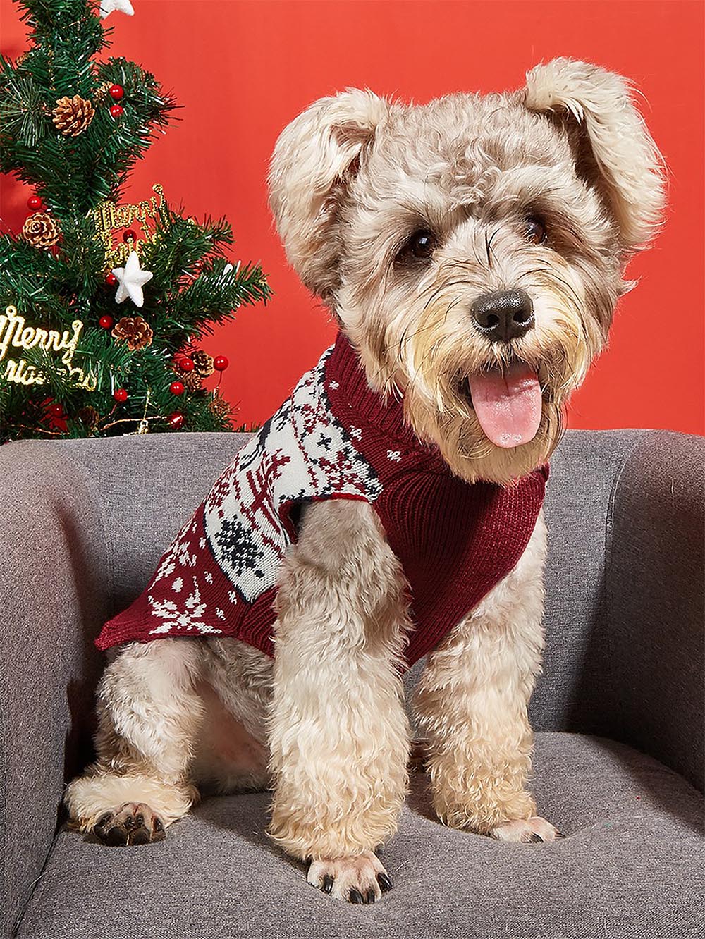 Moose Snowflake Pattern High Neck Pet Sweater