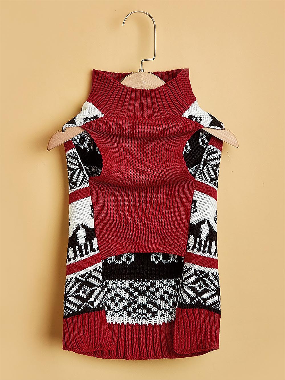 Moose Snowflake Pattern High Neck Pet Sweater