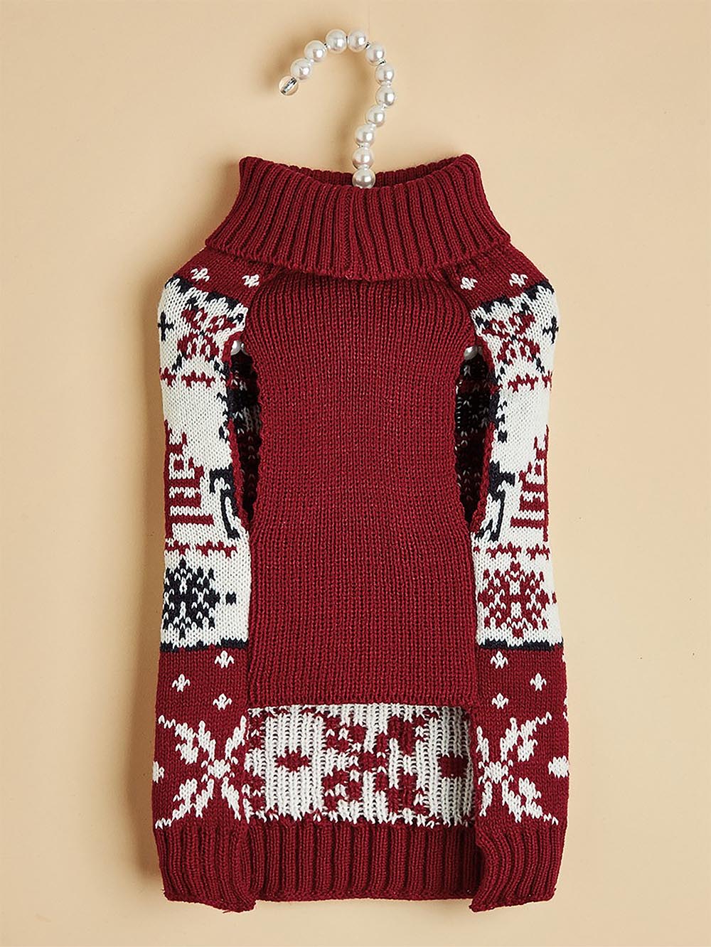 Moose Snowflake Pattern High Neck Pet Sweater