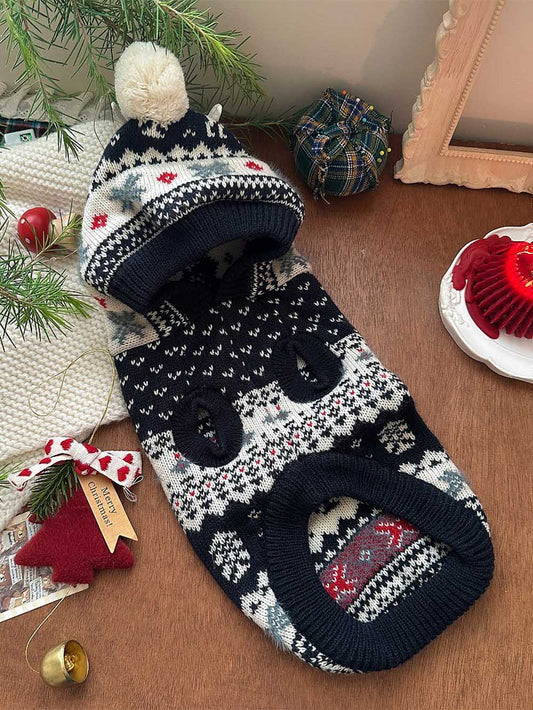 Christmas Hooded Pet Sweater