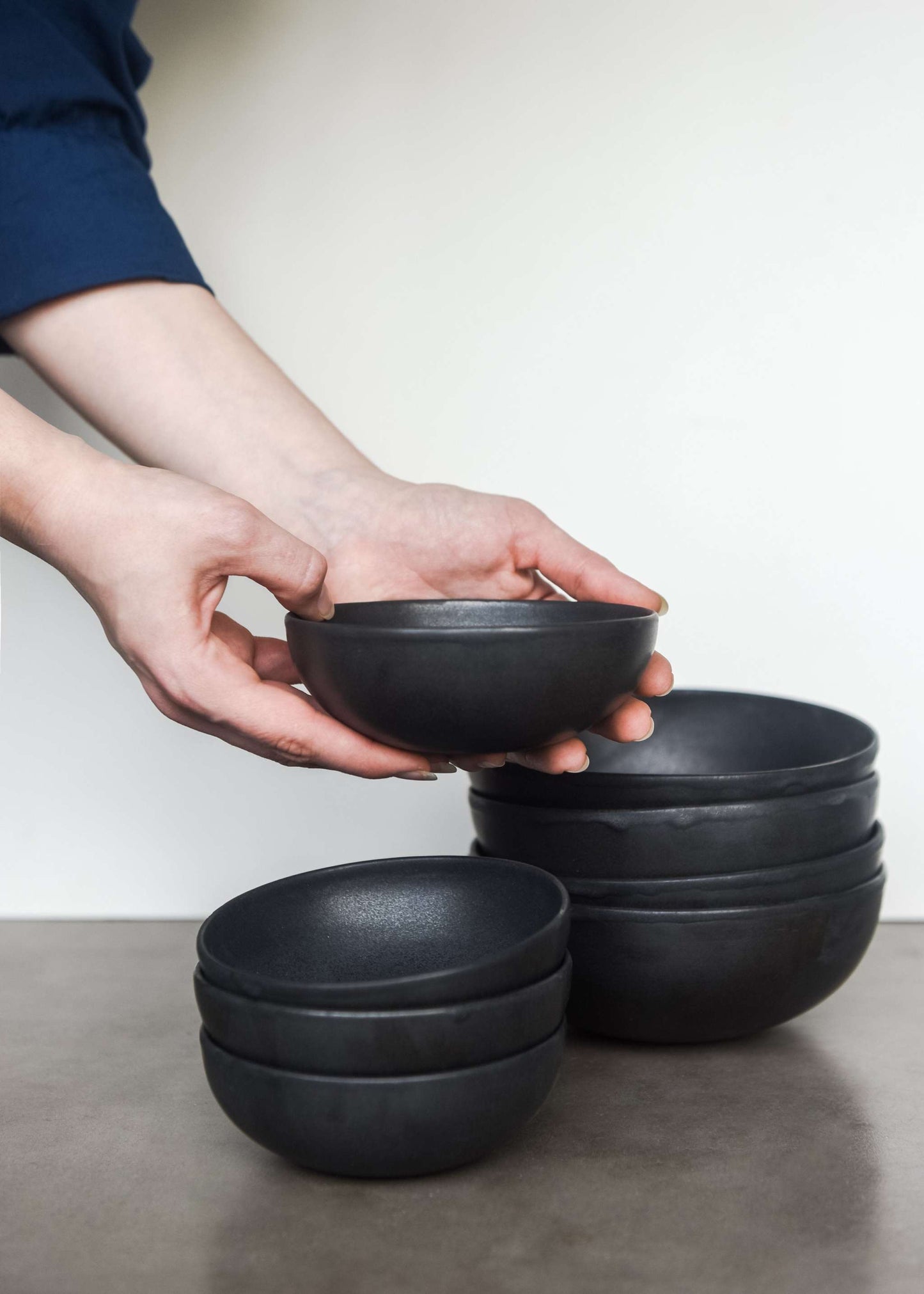 Black Mini Bowl - Handmade Stoneware Black Matte Sauce Bowl