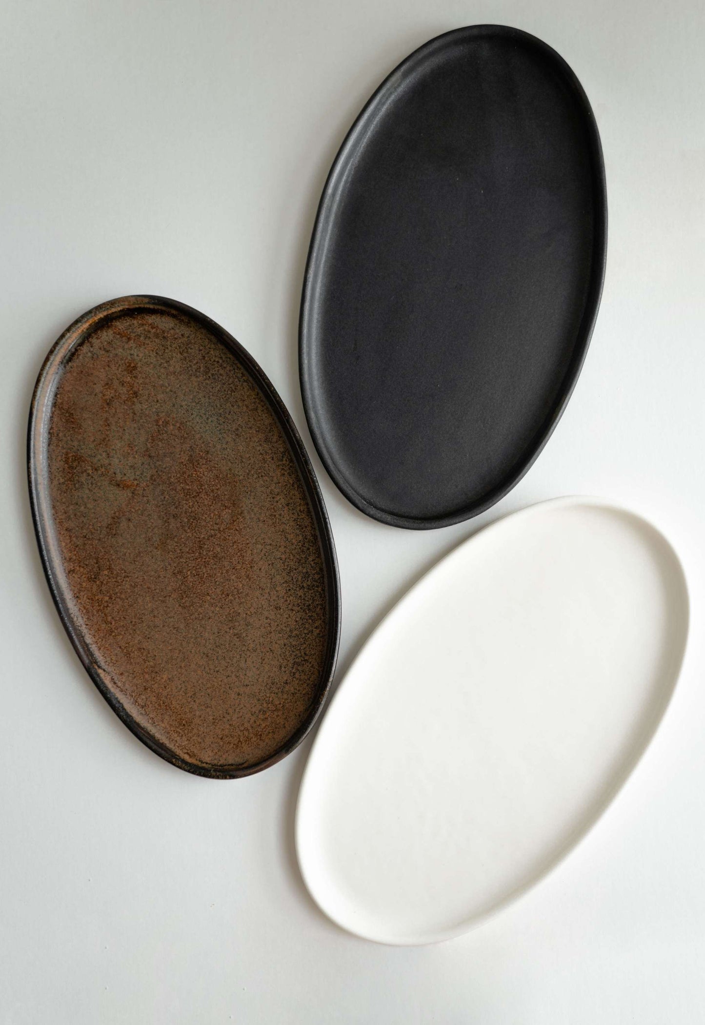 Black Matte Stoneware Oval Serving Platter