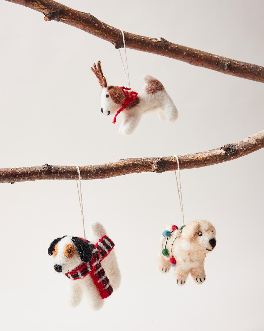 Felted Festive Pup Ornament