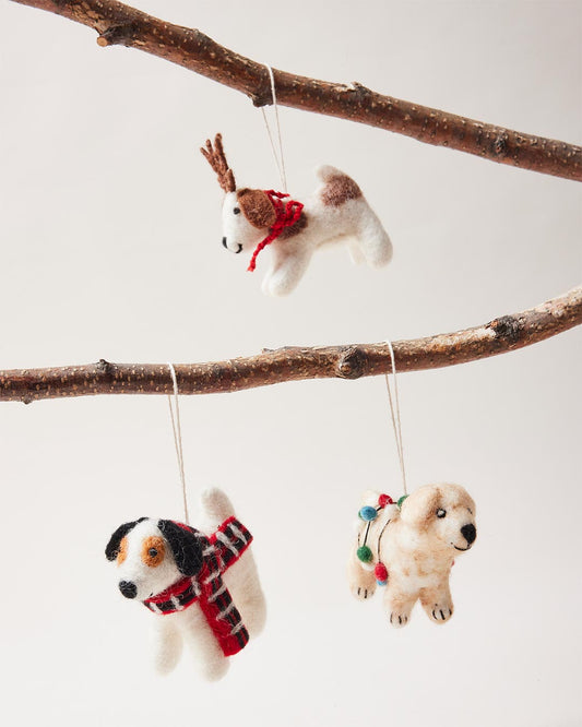 Felted Festive Pup Ornament
