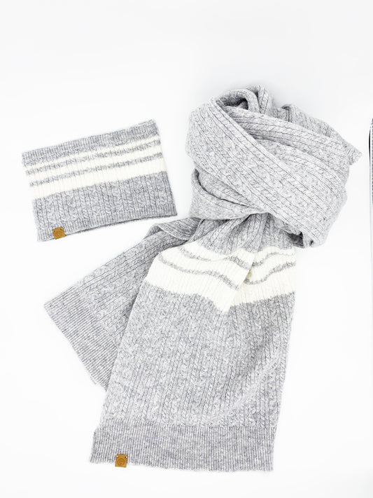 Cashmere Blend Scarf sets for Pets and their humans, Heather Grey
