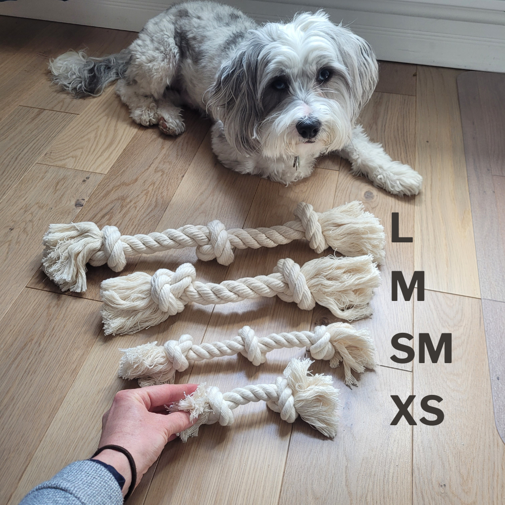 100% Organic Cotton Rope Dog Toy - 5 Sizes